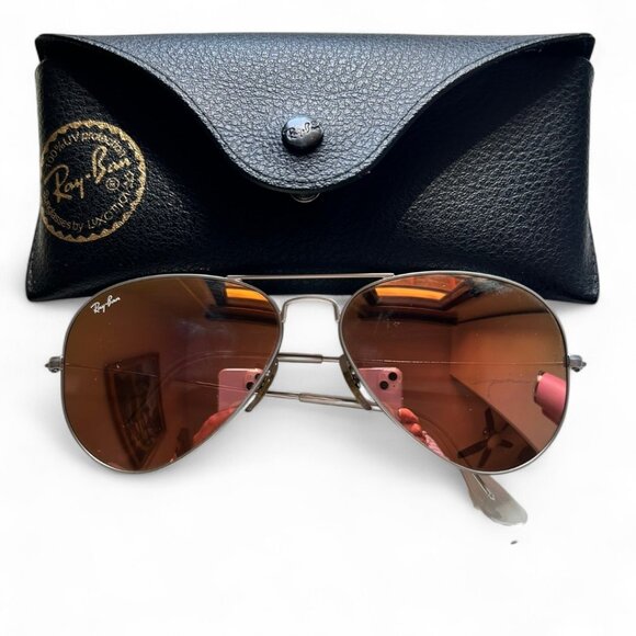 Ray-Ban women sunglasses aviator classic pink mirrored lenses - Picture 3 of 5